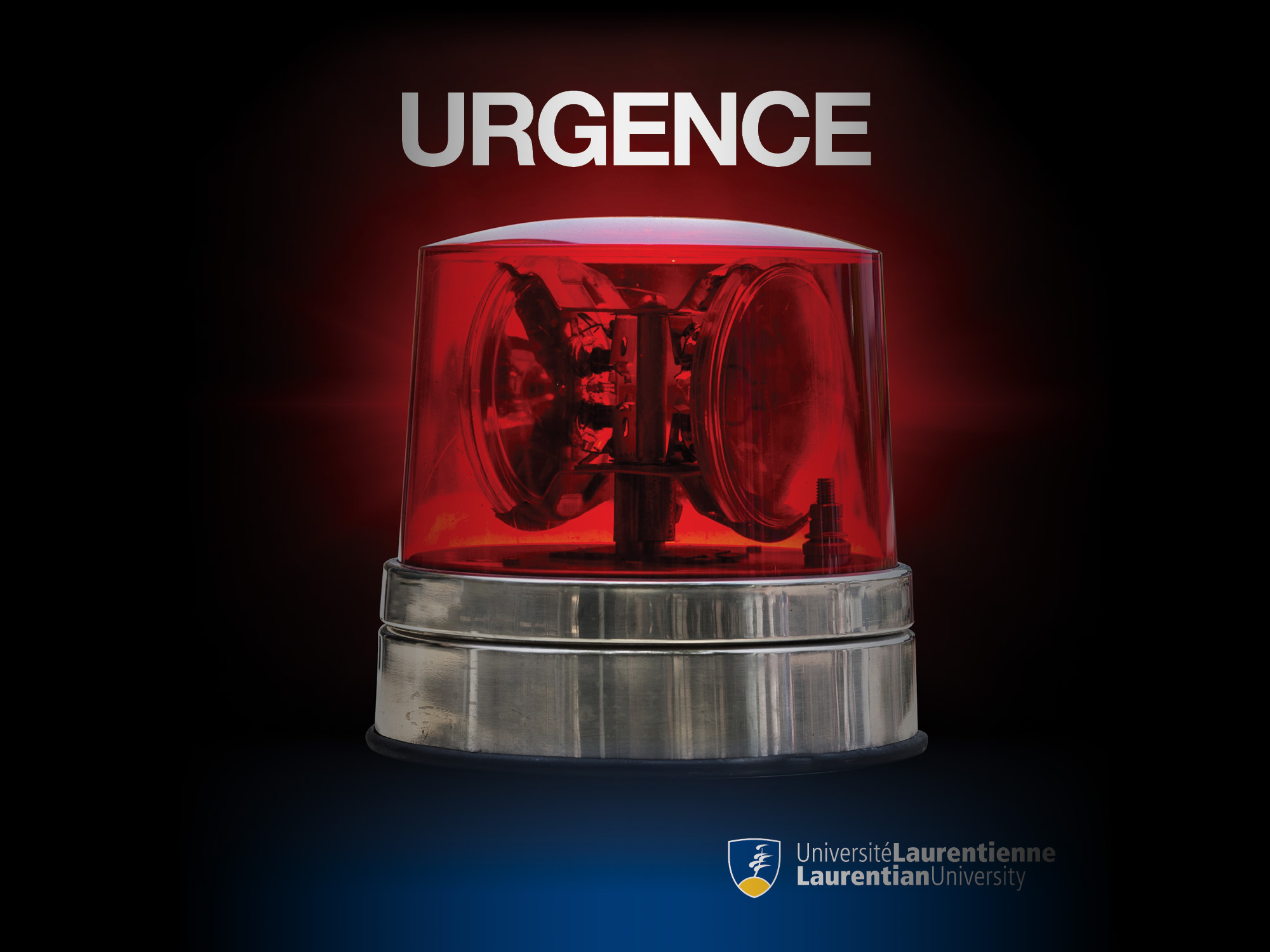 Ad Example. A red ambulance light with the word "Urgence" in white over a black background.